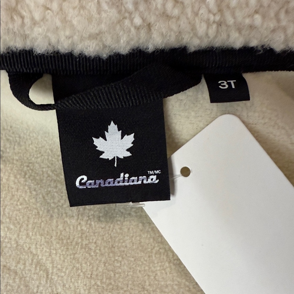 Canadiana Kids Jacket Sherpa Fleece Green and Cream Unisex Toddler Size 3T - Picture 13 of 15